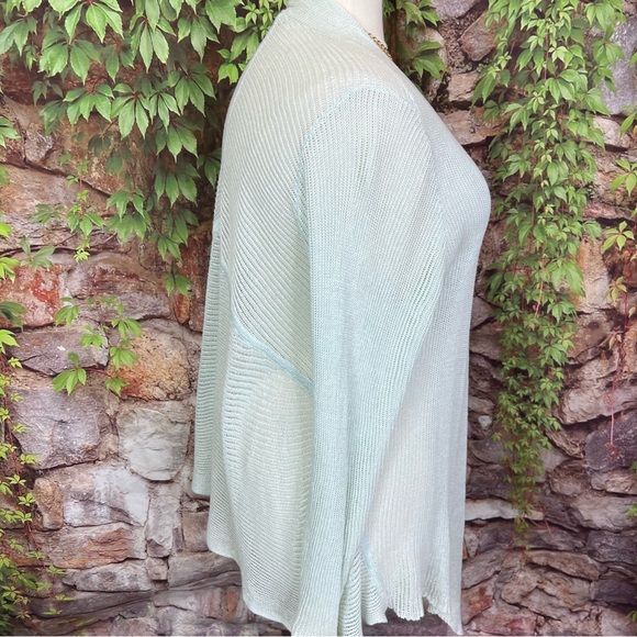 EILEEN FISHER Linen Mint Green Quiet Luxury Open Cardigan, 3X - Picture 7 of 11